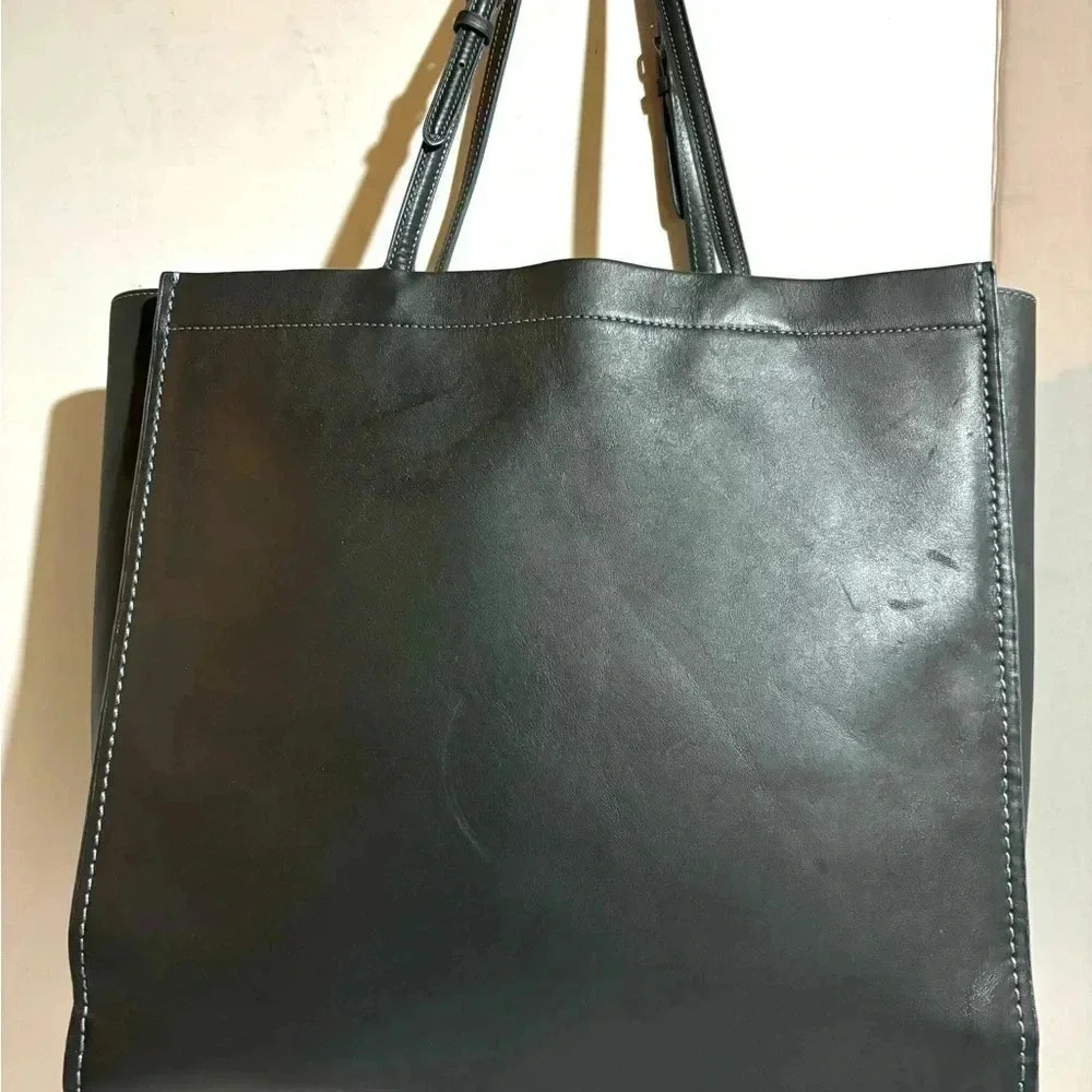 Coach navy blue gray leather shoulder handbag - Picture 2 of 14